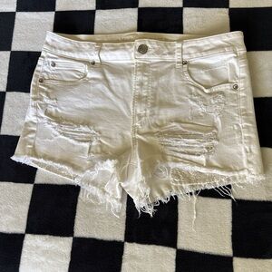 White AE Distressed Denim Shorts
